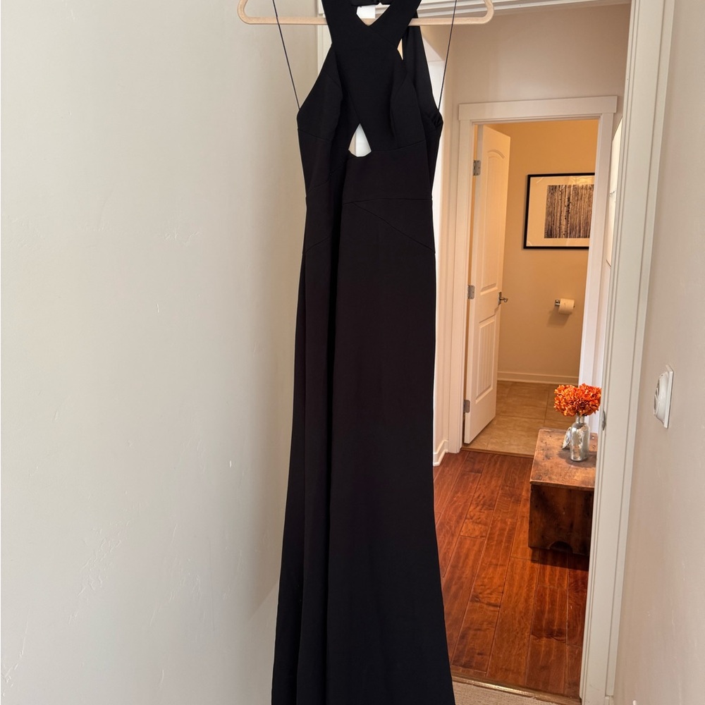 Aidan Mattox Black Halter Prom Dress